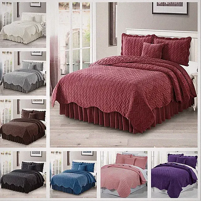 4-Piece Soft Diamond Design Bedspread Set Lightweight Bedding for Queen/King