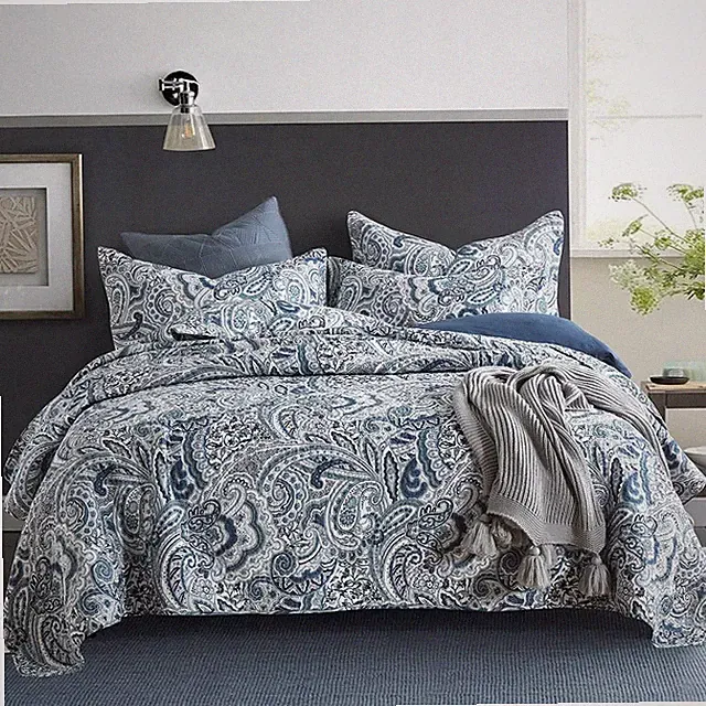 Autumn Dream Cotton Bedspread Quilt Sets, 3 Pieces Reversible Comforter Coverlet