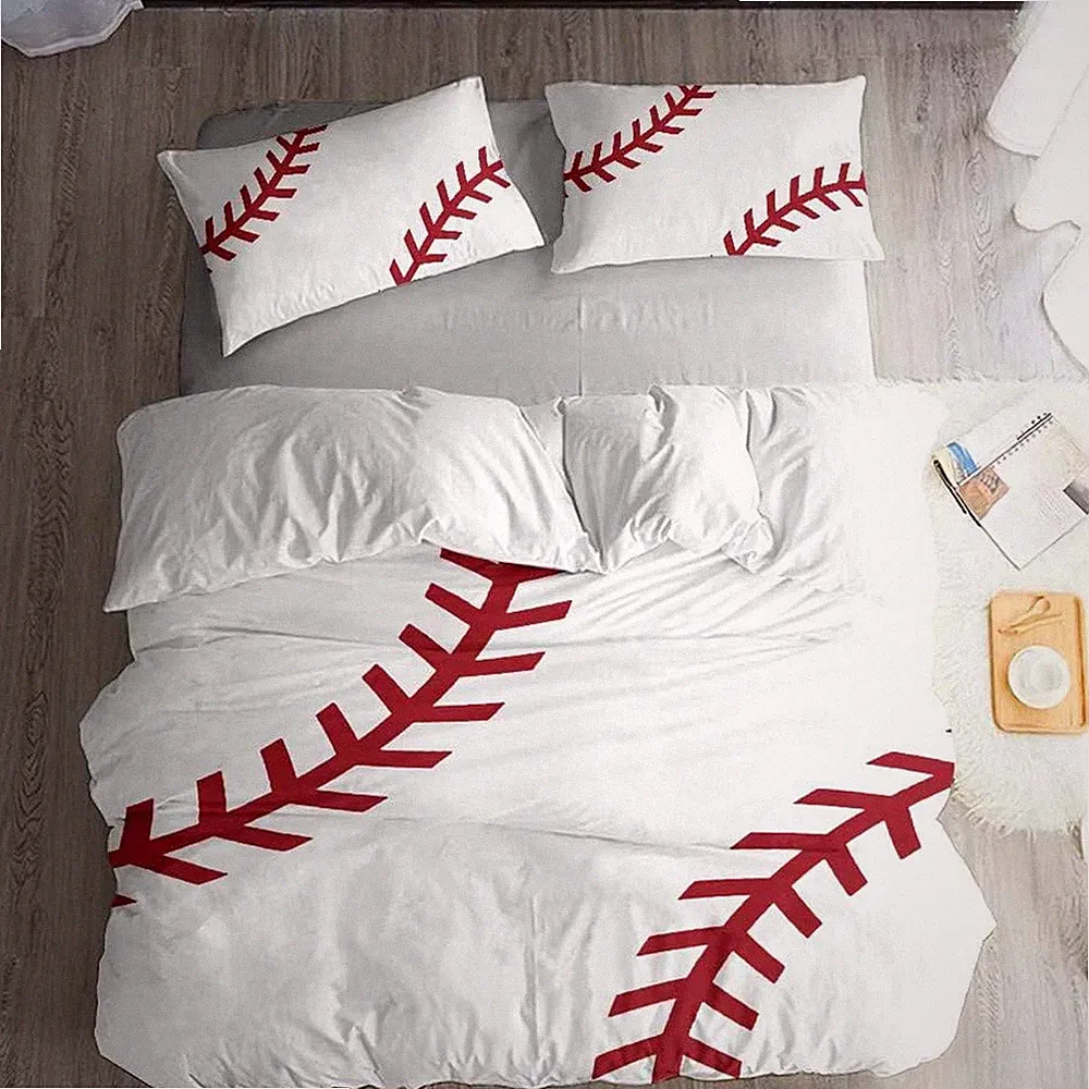 Baseball Duvet Cover Bedding Set - Soft, Colorfast, 3/4 Pieces, Queen Size