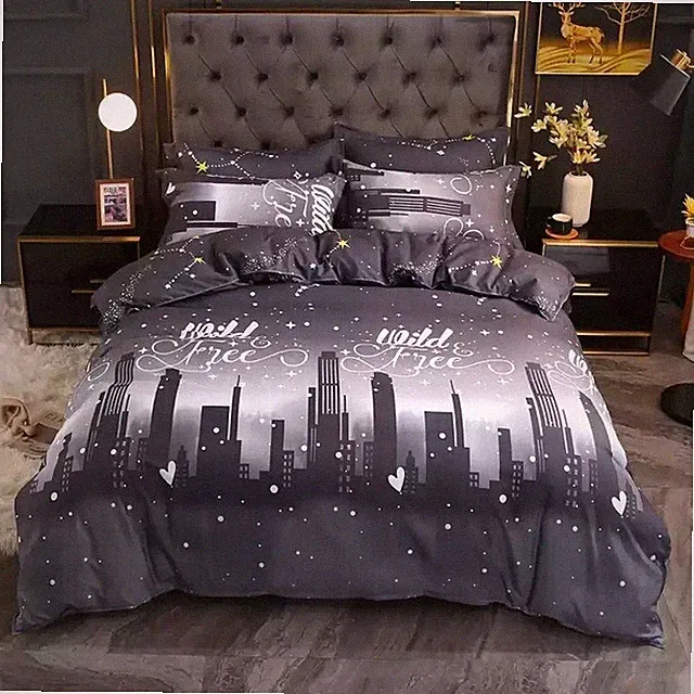 City at Night Print 4 Piece Duvet Set